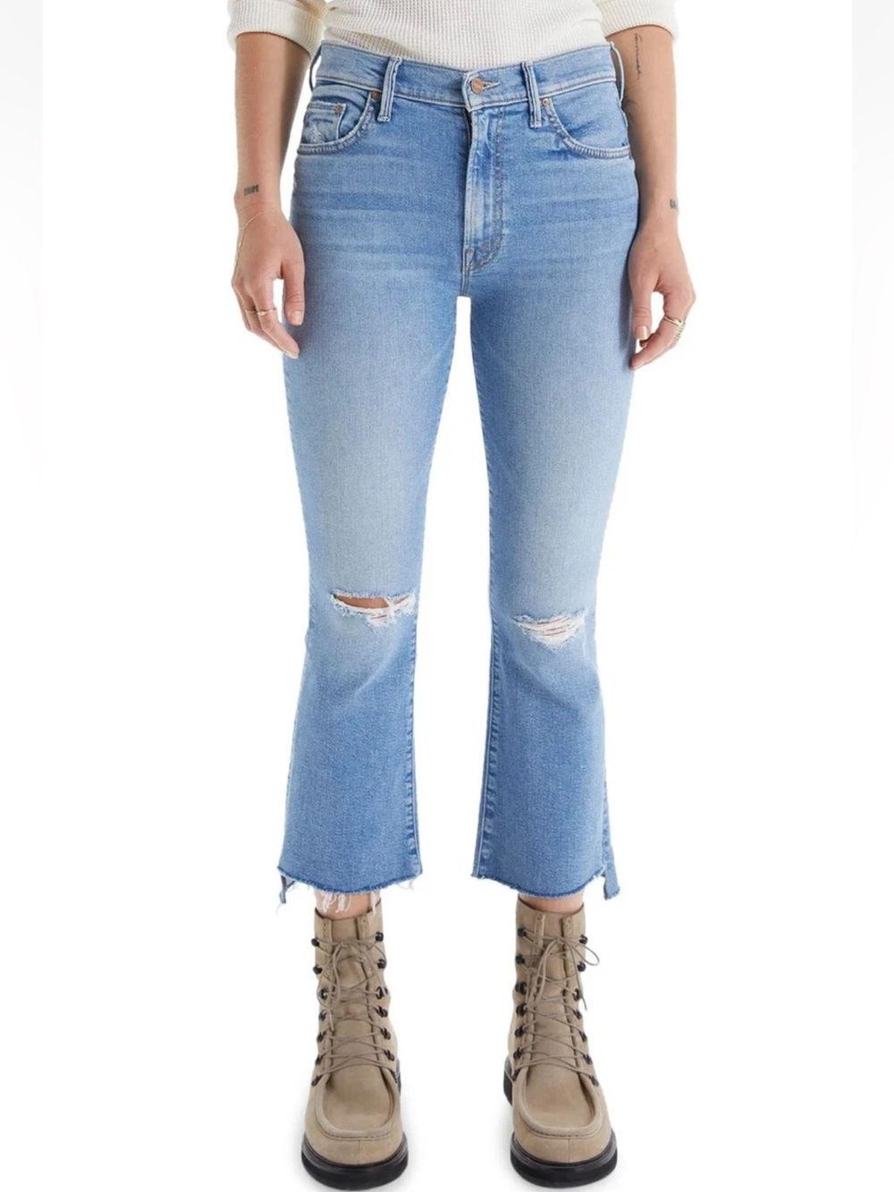MOTHER The Insider Crop Step Fray Hem Jean Thrilling Shots Denim Women’s Size 26